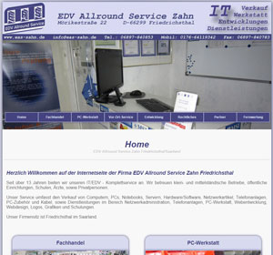 http://www.eas-zahn.de - Webentwicklung und Webdesign EDV Allround Service Zahn Friedrichsthal/Saarland